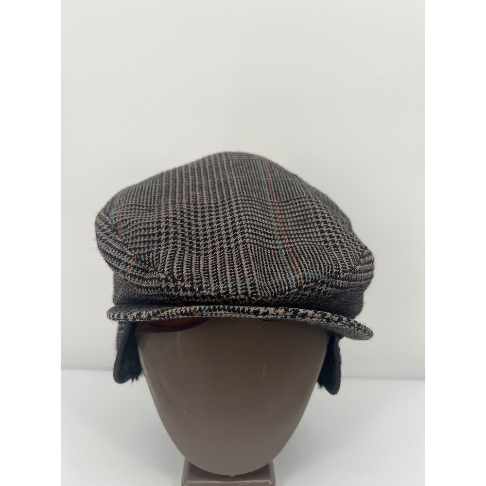 Lake of the Isles Newsboy Cabbie Hat Wool Fur Large Tweed Dark Academia Brown